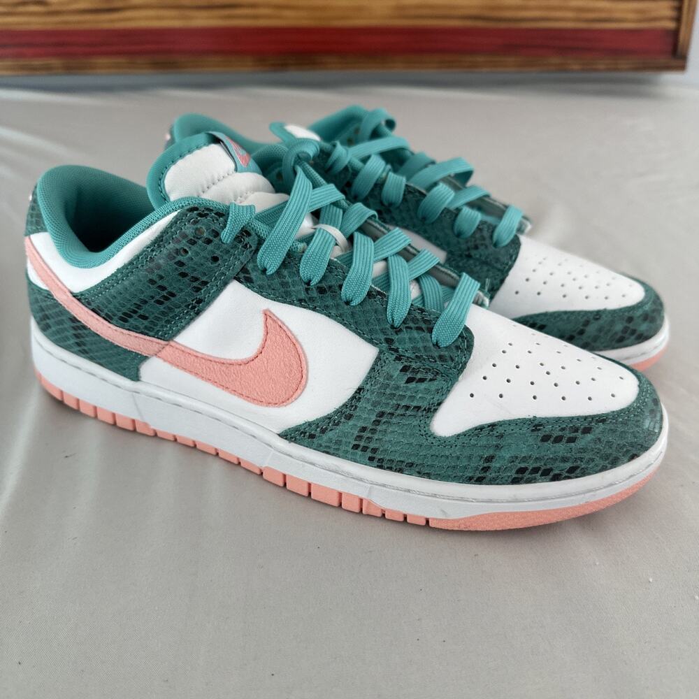 Nike Dunk Men’s Low Snakeskin Washed Teal Coral Size 10 No Box DR8577-300
